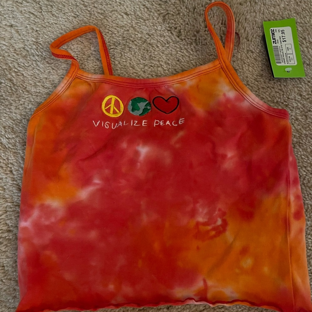 Zumiez tie dye cropped “visualize peace” tank